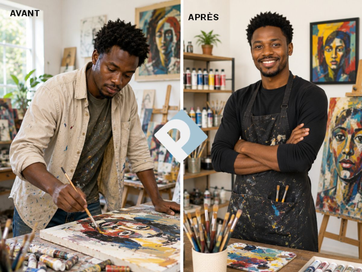Une artiste avant et après la création de son site professionnel