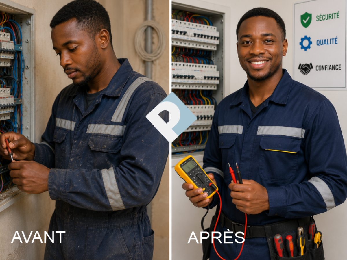 Un électricien avant et après la création de son site professionnel